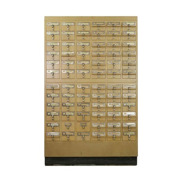 1950s New Life Sjstrom Solid Maple 72 Drawer Library Card Catalog Unit &#8211; Q284773