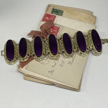 Purple Stone Gold Bookchain Bracelet