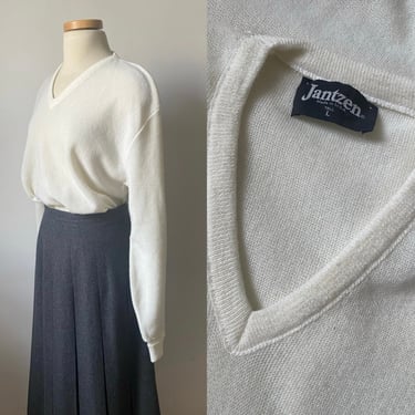 Vintage White Jantzen Academia Sweater 