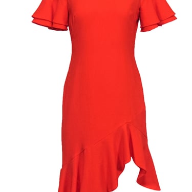 Black Halo - Orange Midi Dress w/ Ruffle Hem Sz 6
