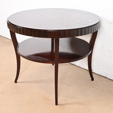 Barbara Barry for Baker Furniture Modern Regency Dark Mahogany Two-Tier Center Table