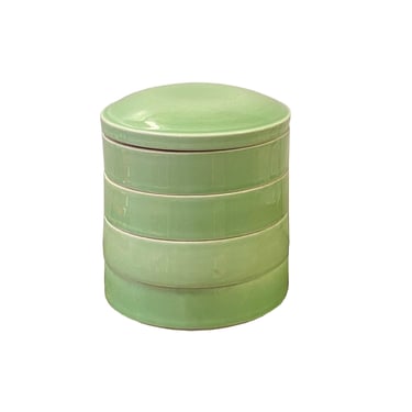 Oriental Simple Celadon Green Porcelain Round Stack Layers Box ws3383E 