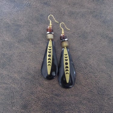 Carved bone statement earrings, 