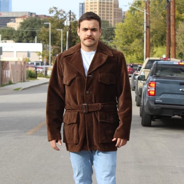 Vintage 1970s Towncraft Penneys Coat, Large Men, Brown Corduroy, Sherpa Jacket, Faux Fleece Lined 