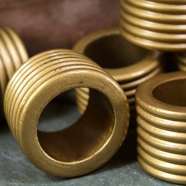 Set of 15 Gold Wooden Napkin Rings | | Vintage Napkin Rings | Gold Napkin Rings 