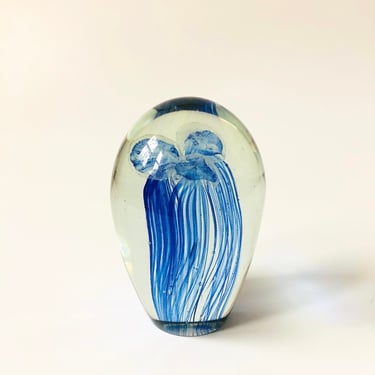 Vintage Blue Art Glass Jellyfish 