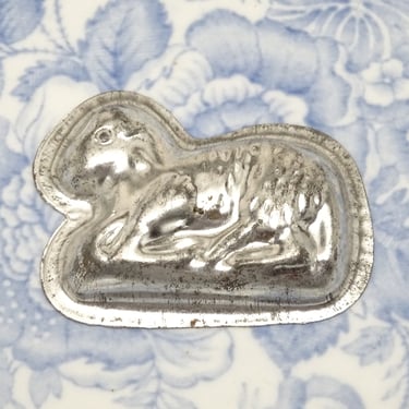 Antique Small Lamb or Sheep Chocolate or Butter Mold, Vintage Tin for Easter or  Christmas Decor 