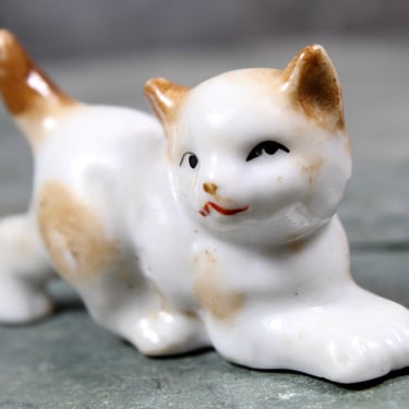 Sweet Kitty Figurine | Cat Lover Gift | White and Tan Kitten 