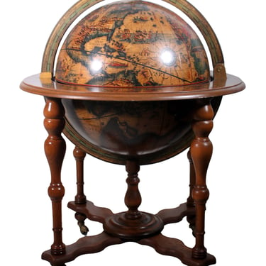 Vintage Antique Style 1960s World Globe Dry Bar Made in Italy 
