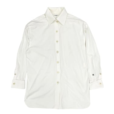 Chanel White Logo Button Down Top