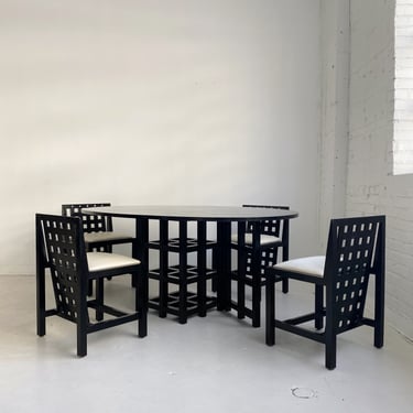 DINING SET BY CHARLES RENNIE MACKINTOSH FOR CASSINA, 70's