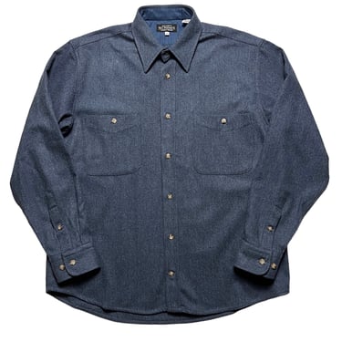 Vintage J PETERMAN Cashmere & Wool Flannel Shirt ~ L ~ Herringbone ~ Work Wear / Hunting ~ Made in Italy 