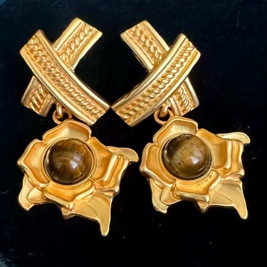 Venice 18kt Gold Cross Stone Earring 