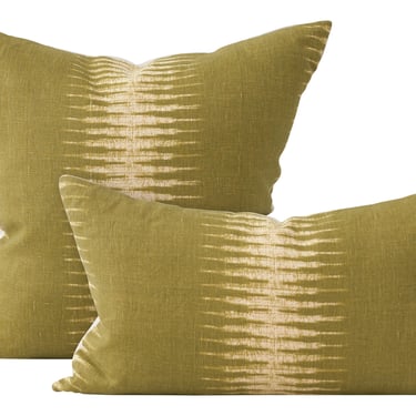 Peter Dunham Ikat Olive Pillows