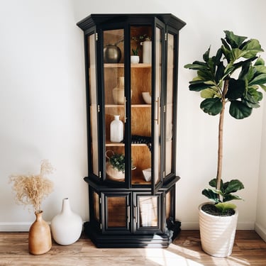 Lighted Black Curio Cabinet 