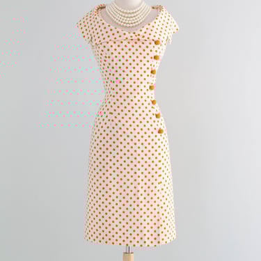 Fabulous 1960's Lilli Diamond Orange Polka Dot Wiggle Dress / SM