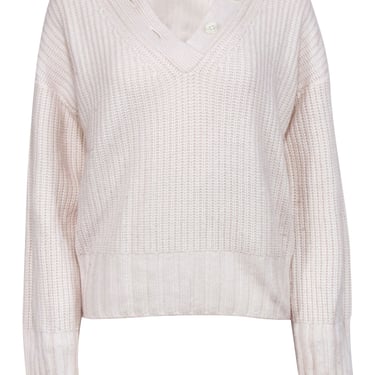Equipment - Cream Wool & Cashmere Blend V-Neck Sweater Sz M