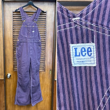 Vintage 1970’s w32 “Lee” Purple Mod Stripe Pop Art Denim Jeans Overalls, 70’s Vintage Clothing 