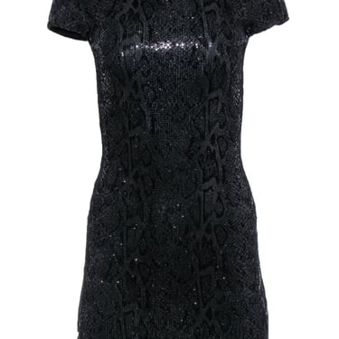 Alice &amp; Olivia - Black Sequin Snake Print Bodycon Dress Sz 0