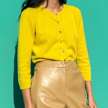 Yellow Cashmere Cropped Cardigan (S-M)