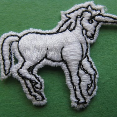 vintage white unicorn appliqué mythical horse trim 