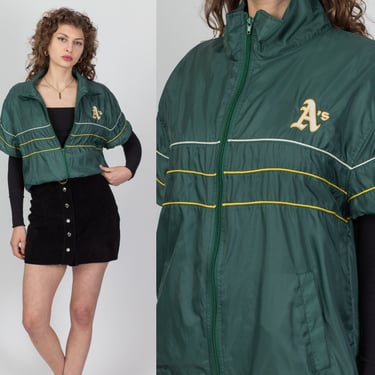 90s Oakland A's Short Sleeve Starter Windbreaker - Men's Large | Vintage Green California MLB Zip Up Jacket 