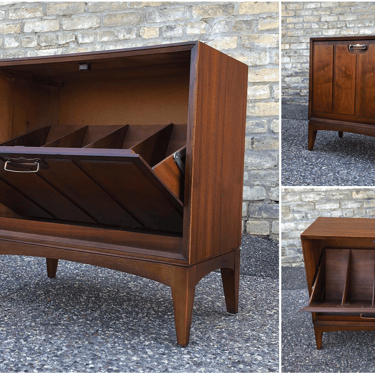 Walnut Drop Front Record Cabinet 