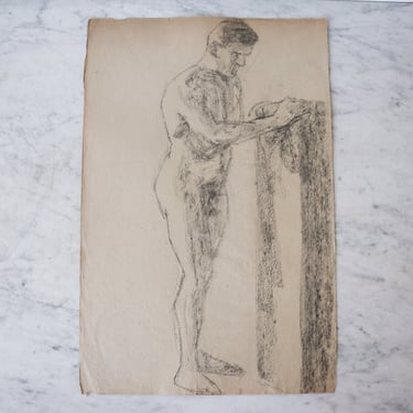 19th Century Sketch | Figure at Low Wall