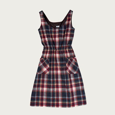 (M) 80s/90s Plaid Multicolor Midi Dress