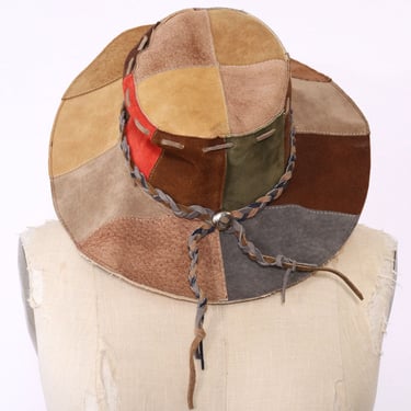 Patchwork Leather Braided Tassel Hat