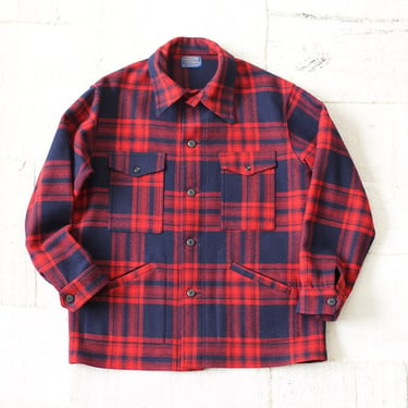 Vintage Red Wool Plaid Pendleton Shirt Jacket | XL | 