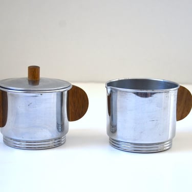 Art Deco Cream & Sugar Serving Set by Manning Bowman, circa 1940s 