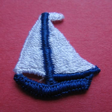 vintage sailboat appliqué nautical little blue boat sailor jacket patch trim 