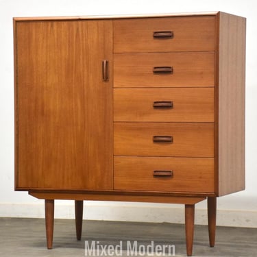 Danish Modern Teak Armoire Dresser 