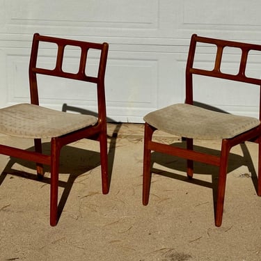 Pair of D-Scan Mid Century Teak Dining Chairs Danish - Free Shipping 