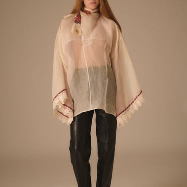 Cotton Gauze and Lace Blouse