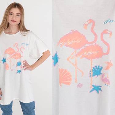 Los Angeles Shirt 80s California T-Shirt Flamingo Seashell Beach Graphic Tee Tshirt Dress Single Stitch Vintage 1980s Small Medium Large XL 