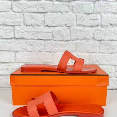 Hermes Oran Sandal, Size 37, Rouge Grenedine