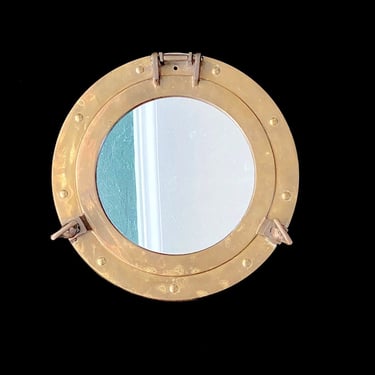 Vintage Decorative Brass Nautical Porthole Wall Mirror 11.75