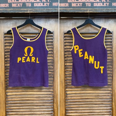 Vintage 1960’s Purple “Pearl” x “Peanut” Omega Cotton Atheltic Tank Top Jersey T-Shirt, 60’s Vintage Clothing 