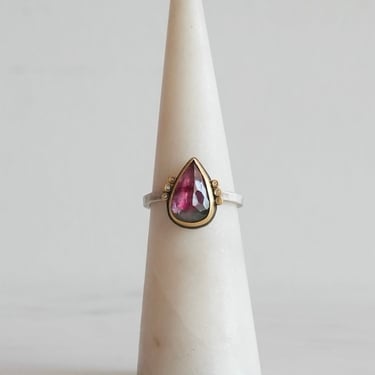 Ananda Khalsa | Rosecut Teardrop Watermelon Tourmaline Ring