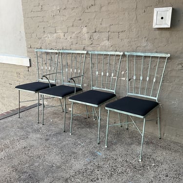 Set of 4 Iron Verdigris Patio Chairs