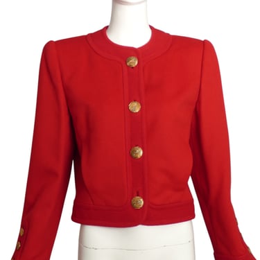 GALANOS- 1980s Red Wool Jacket, Size 8