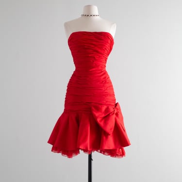 Vintage Christian Dior Little Red Cocktail Dress / XS