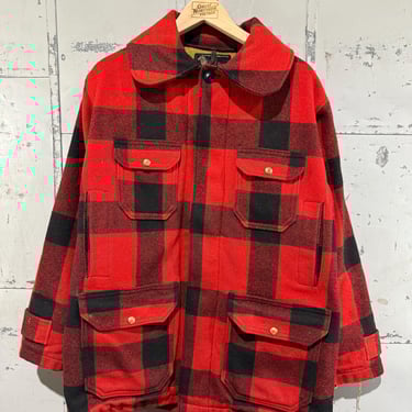 Vintage Woolrich Buffalo Plaid Wool Jacket  Rancher Western Outdoorsman Fishing Style 