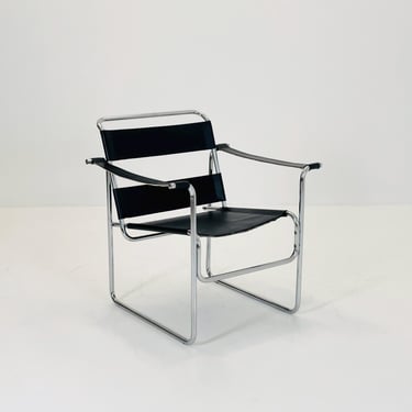 Mid century Bauhaus lounge chair style of Wassily B3 armchair Italy 1980s 