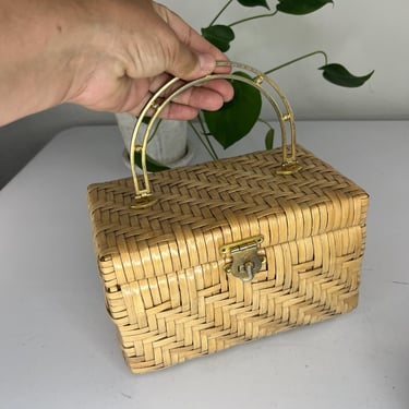 Vintage 1960's Natural Woven Wicker Box Purse Lesco | Seek Collect