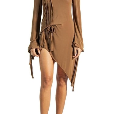 1990S Alberta Ferretti Brown Poly/Rayon Tie Dress 