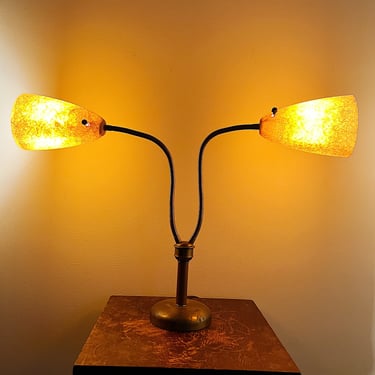 Mid Century Modern Double Cone Table Lamp -  Unusual Atomic Age Lighting - Vintage MCM desk lamps - Rare Interior Design Light 