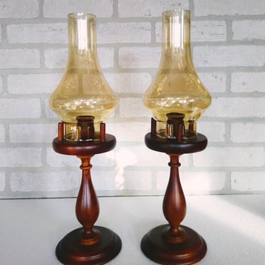 VINTAGE Pair Wooden Farmhouse Candle Holders// Rustic Country Candle Decor// Pair of Candle Holders (2) 